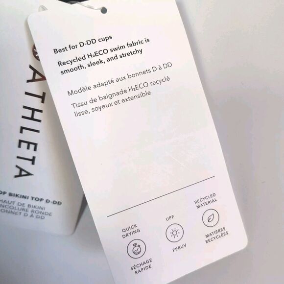 New Athleta Black Square Neck Bra Cup Bikini 36D Top 530951 Swim Medium NWT - Picture 11 of 12